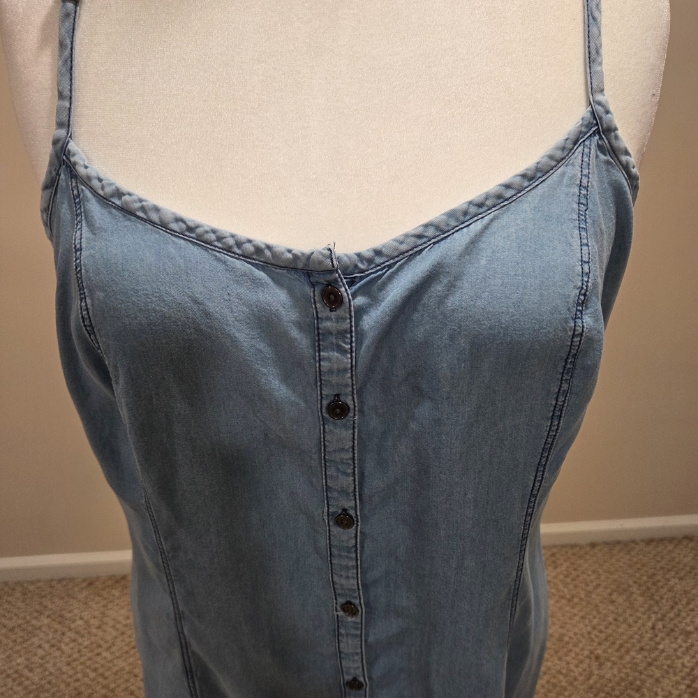 torrid Light Blue Denim Button-Front Slip Dress - Picture 2 of 5